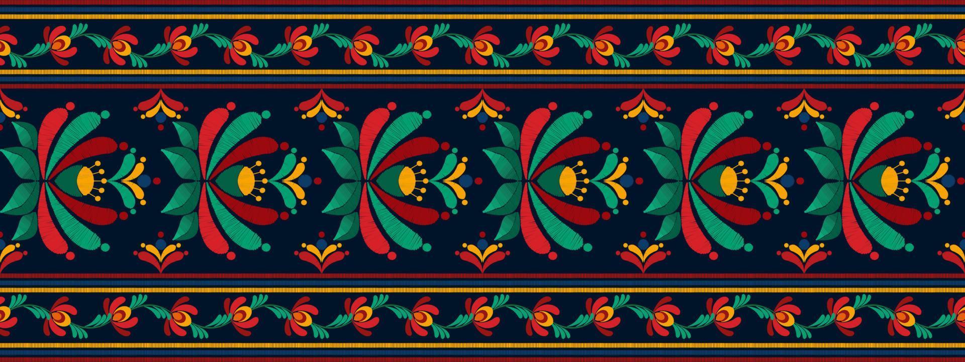 Floral ethnic ikat seamless pattern decoration design. Aztec fabric carpet boho mandalas textile decor wallpaper. Tribal native motif flower decorative traditional embroidery vector background