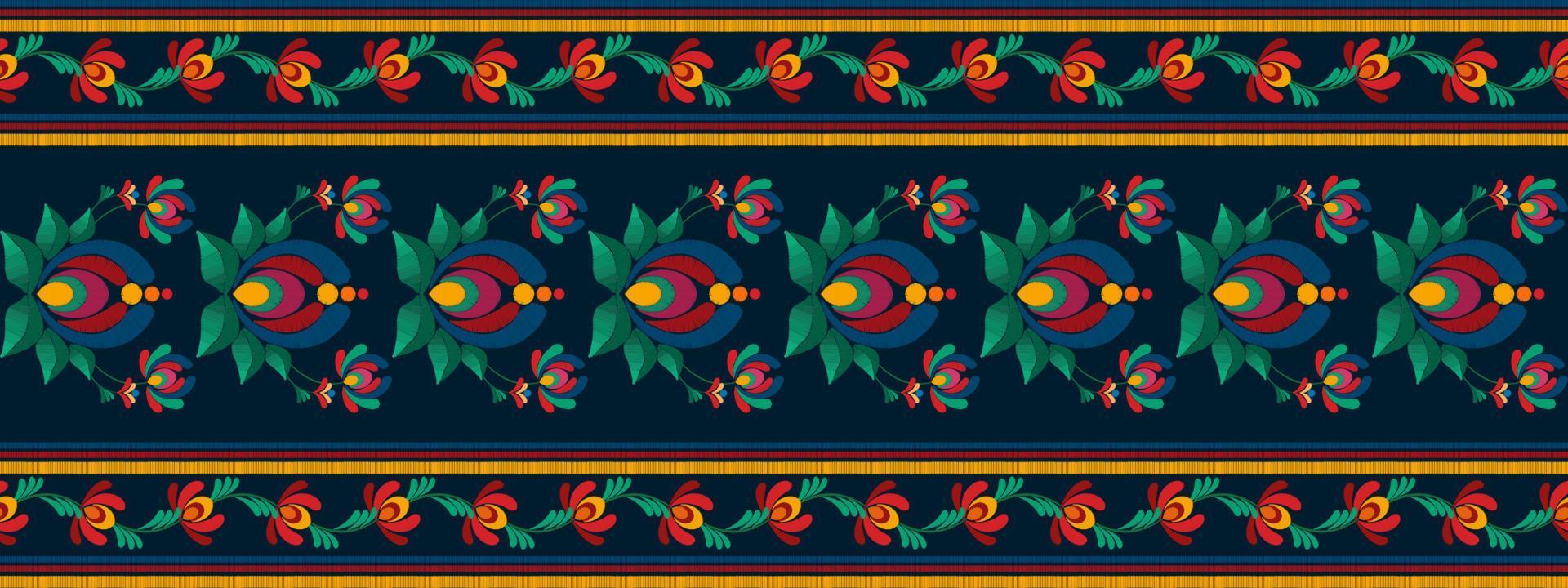 diseño de decoración de patrones sin fisuras de ikat étnico floral. alfombra de tela azteca boho mandalas decoración textil papel tapiz. Fondo de vector de bordado tradicional decorativo de flores con motivos nativos tribales