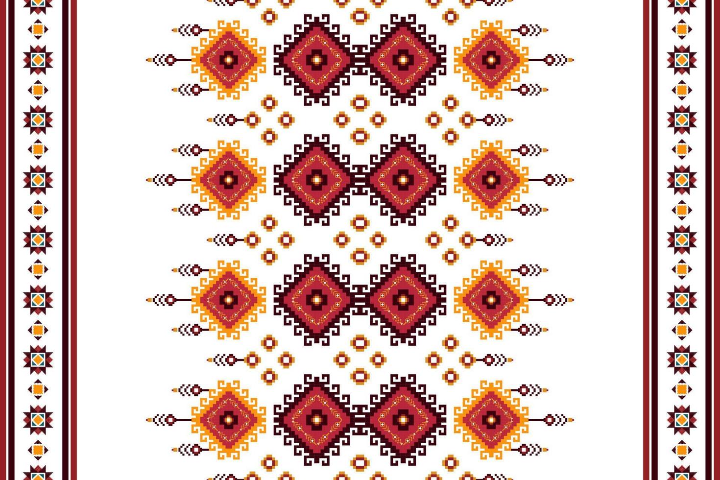 Ikat ethnic Hungarian polish folk pattern design. Aztec fabric carpet boho mandalas textile decor wallpaper. Tribal native motif flower traditional embroidery vector illustrated