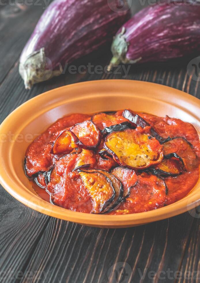 Fried eggplant with tomato sauce 11554515 Stock Photo at Vecteezy