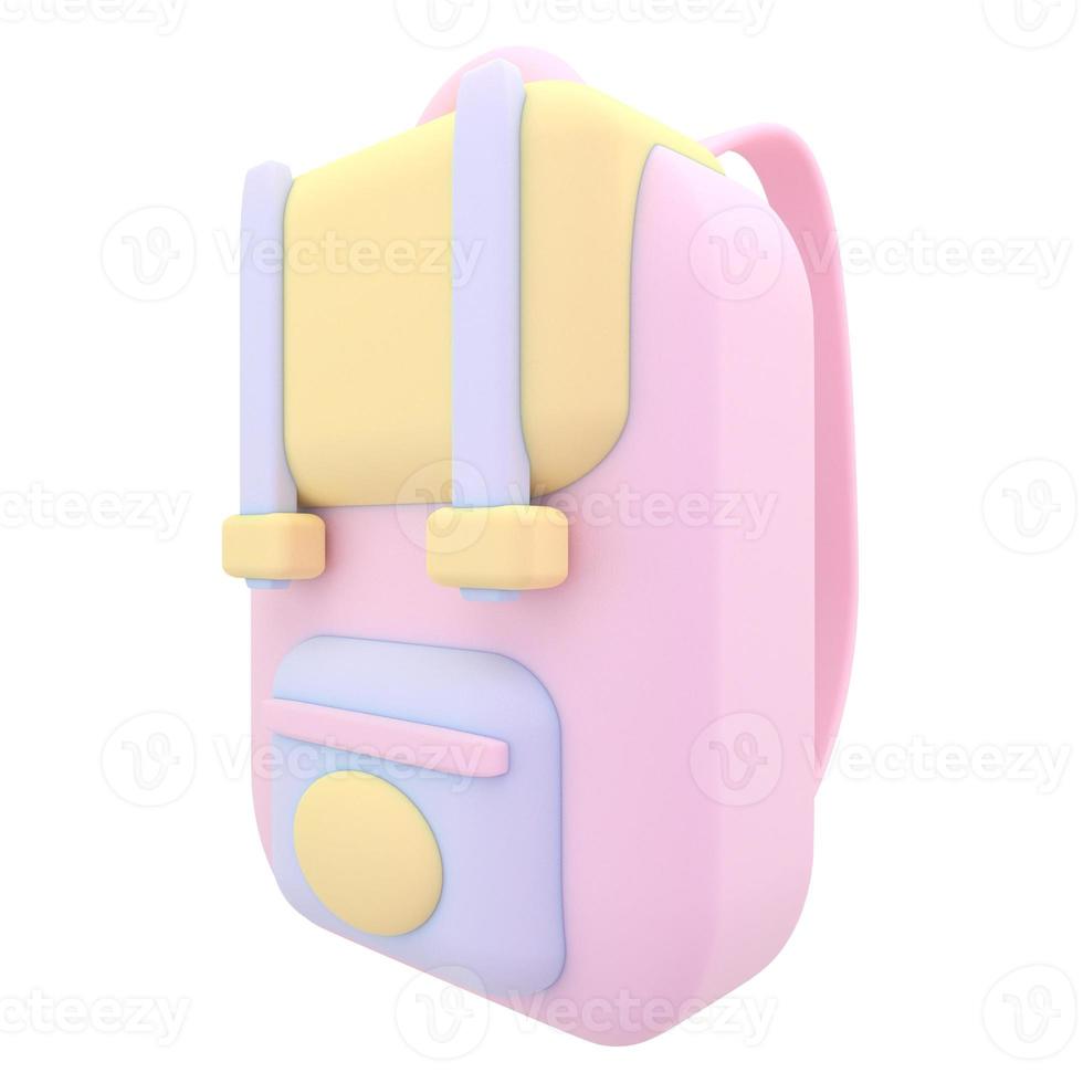 Bag backpack school education icon 3d render illustration. photo