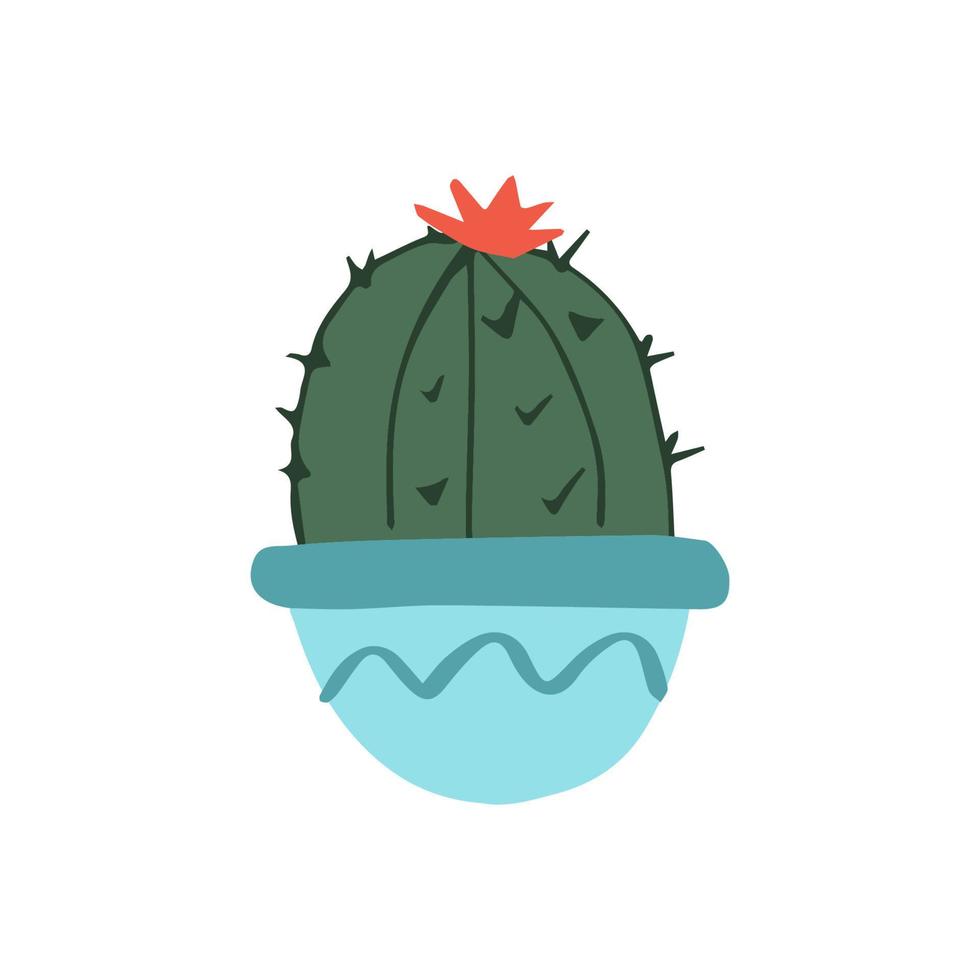 lindo cactus en una ilustración de vector de olla en estilo plano