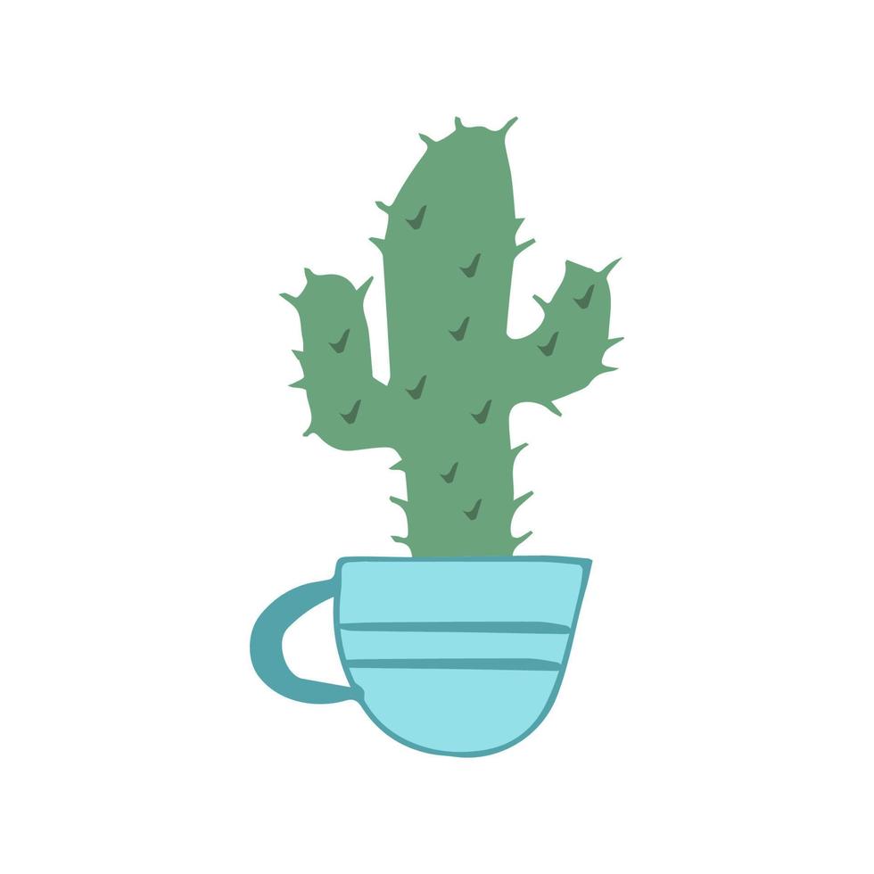 Cute cactus in a pot vector illustration in flat style