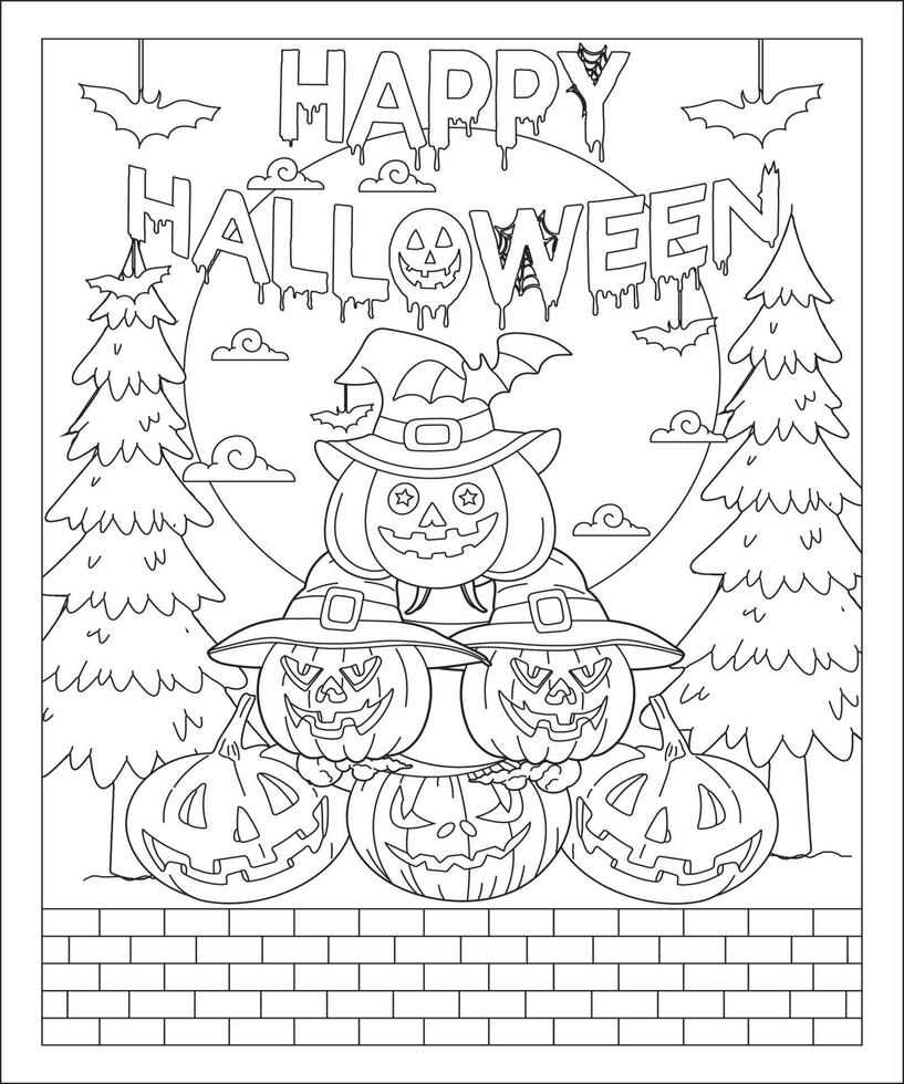 Halloween Coloring Page ForFree Vector Free Vector 11554637