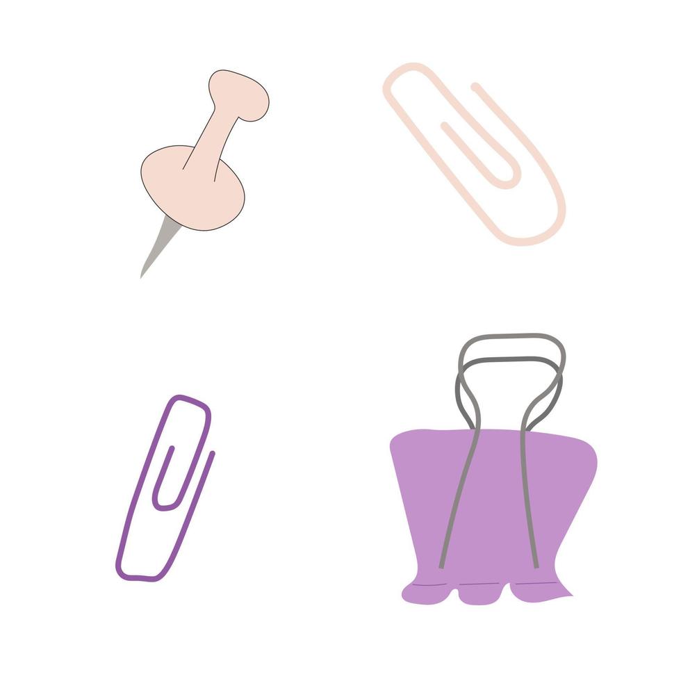 a set of binders, clips, for papers and stationery. vector flat illustration