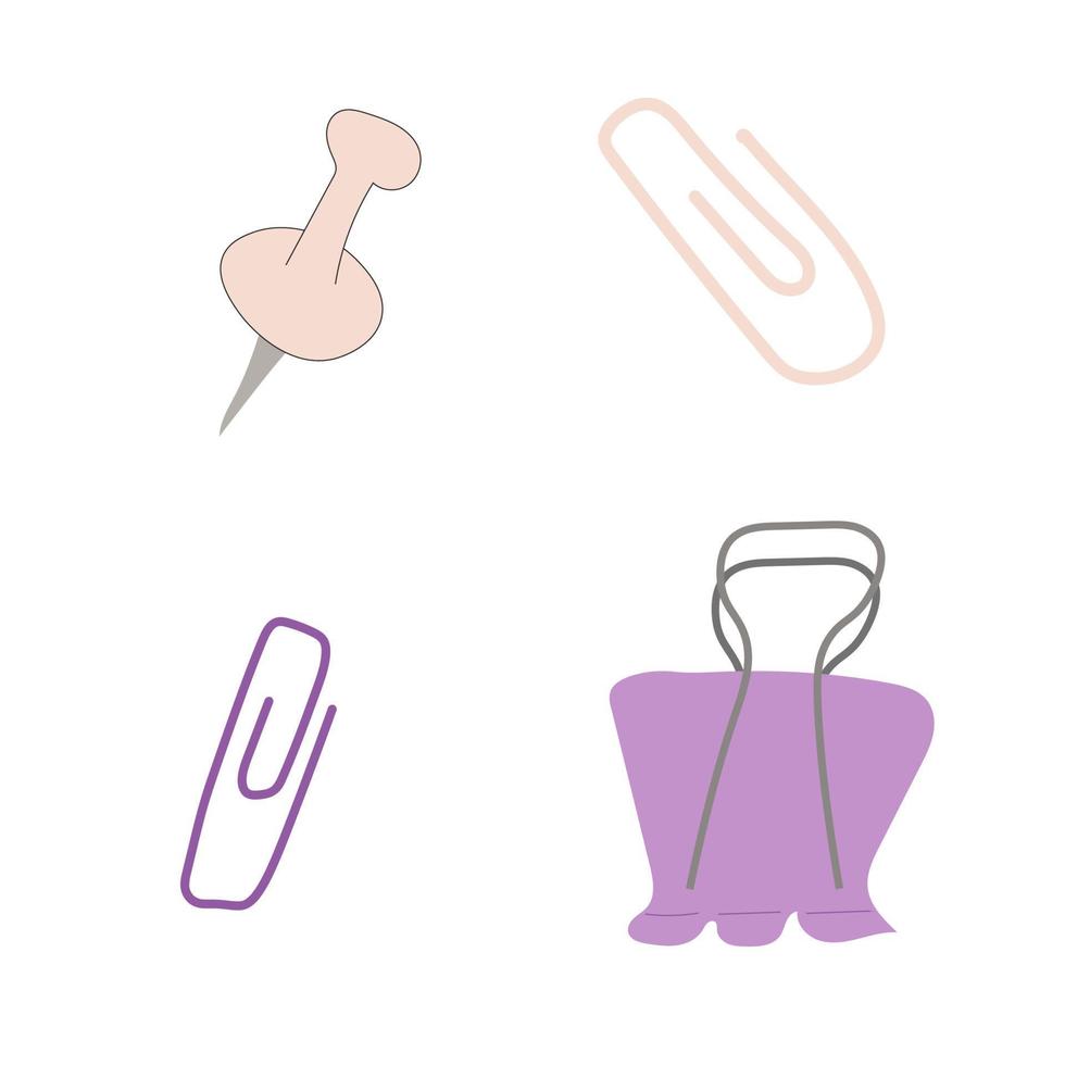 un conjunto de carpetas, clips, para papeles y papelería. ilustración plana vectorial vector