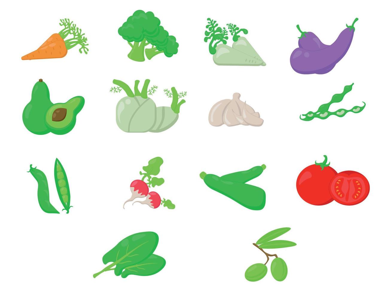 Set of vegetables, ingredients for vegetarian or healthy food vector
