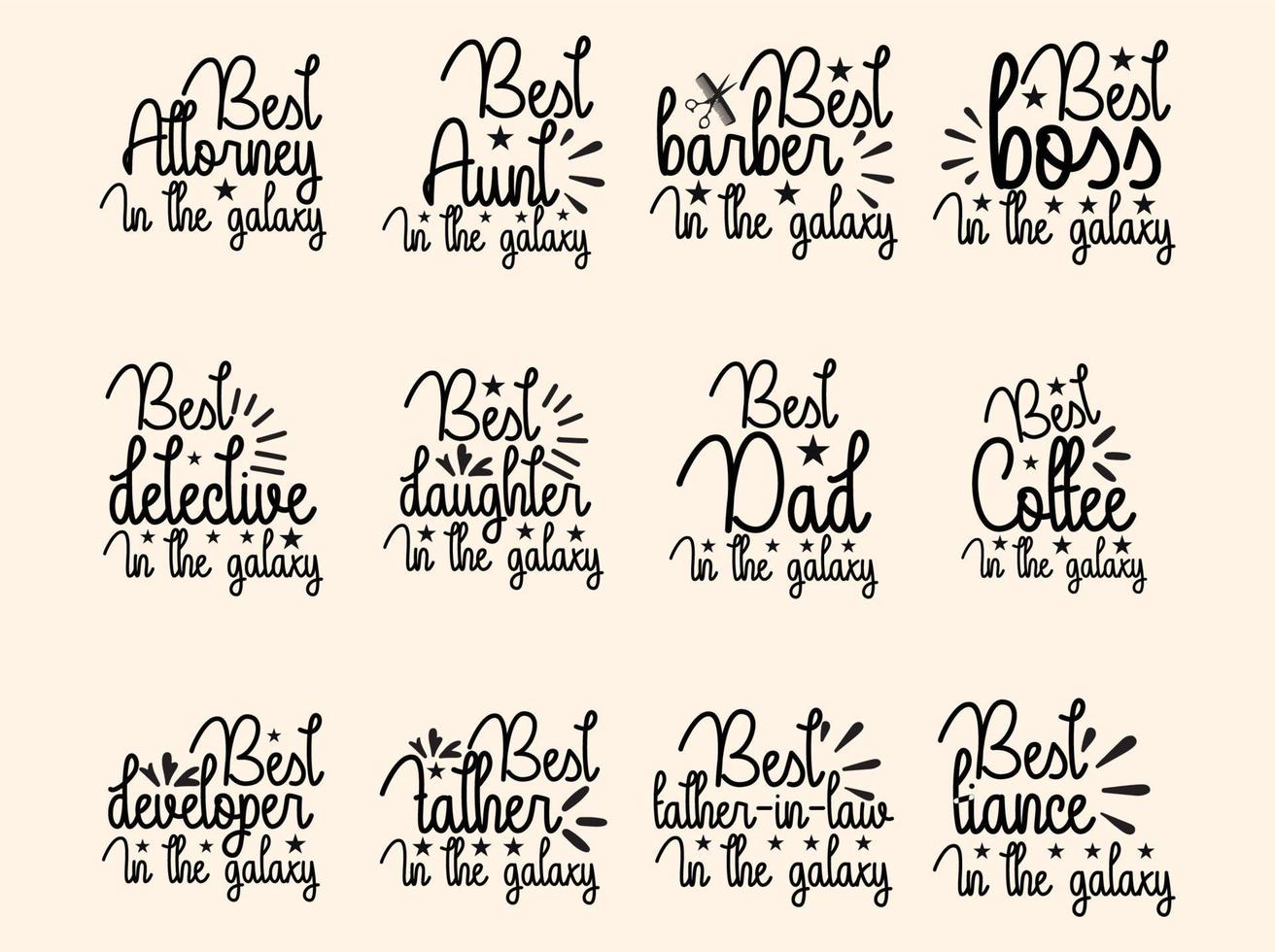 Best in the galaxi t-shirt design bundle vector