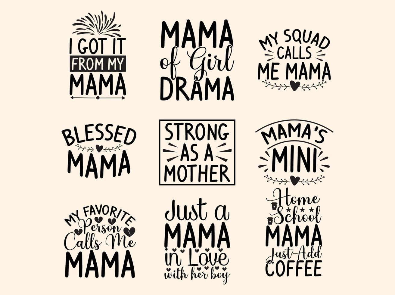 Mama t-shirt design bundle vector