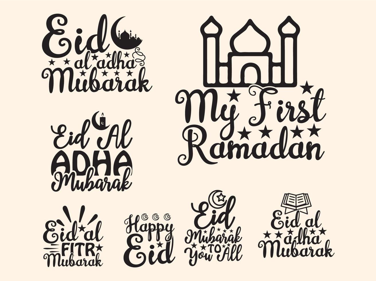 diseño de camiseta de tipografía feliz eid mubarak vector