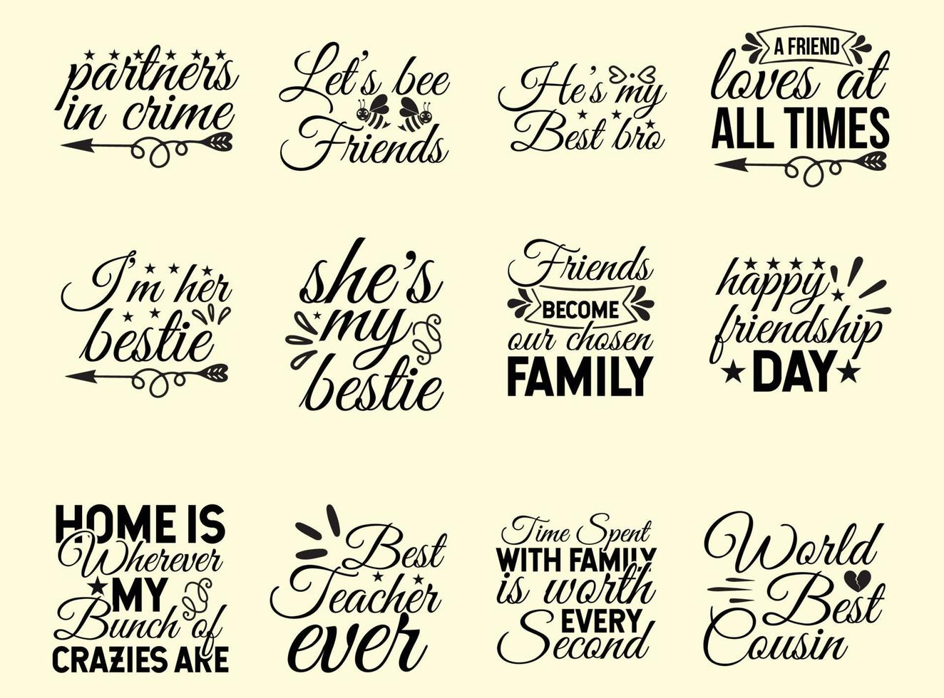 Friendship day typography t shirt design vector