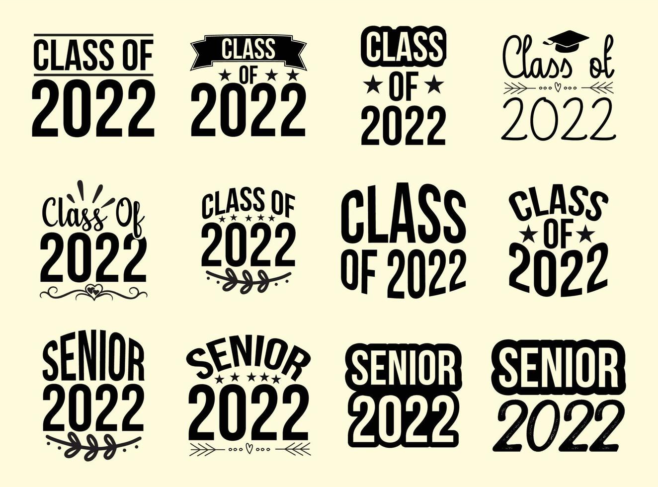 paquete de diseño de camiseta de tipografía de graduación vector