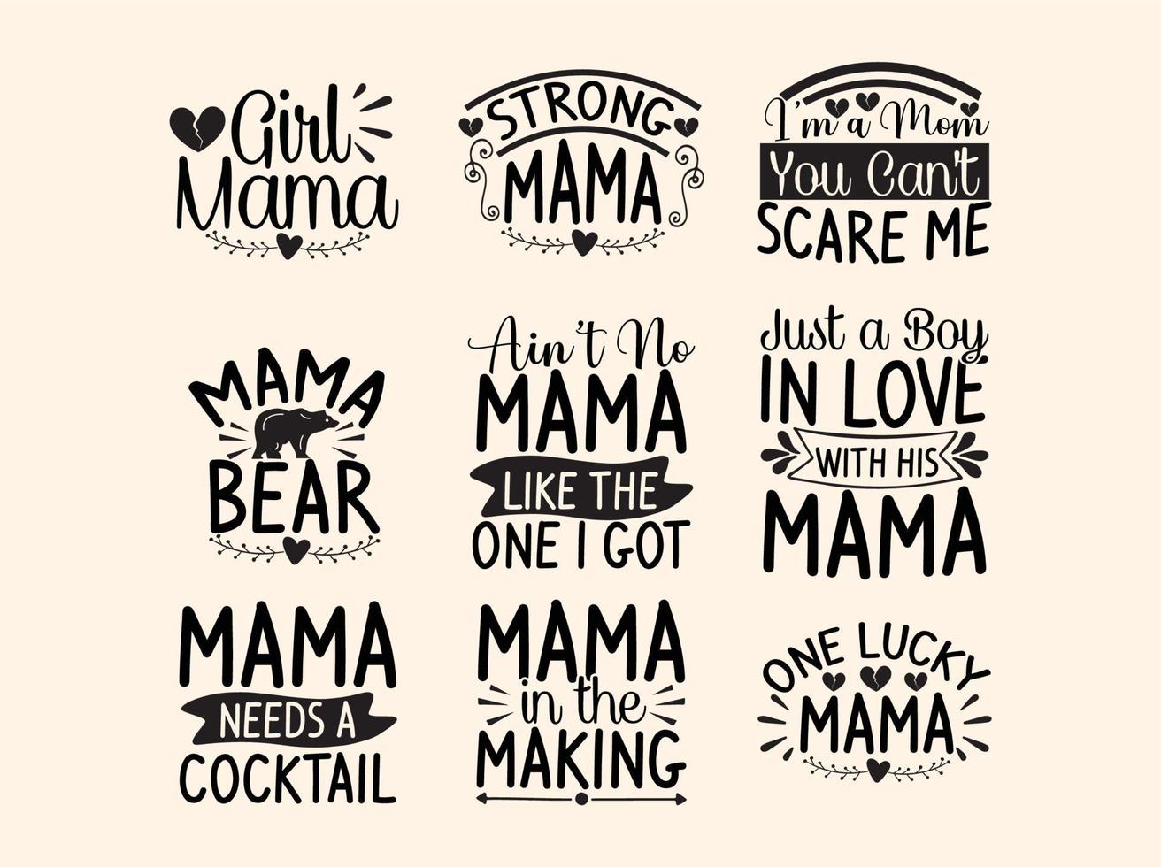 paquete de diseño de camiseta de mamá vector