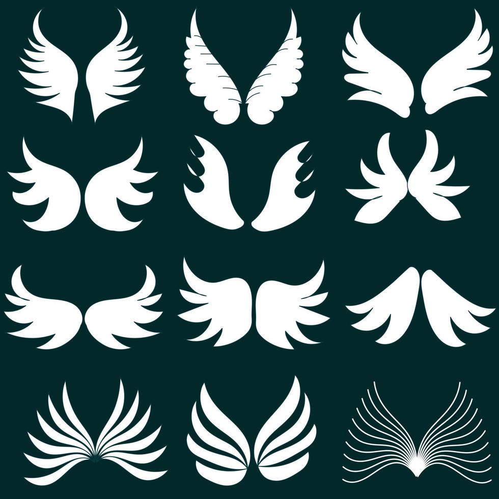 Wing Doodle set vector