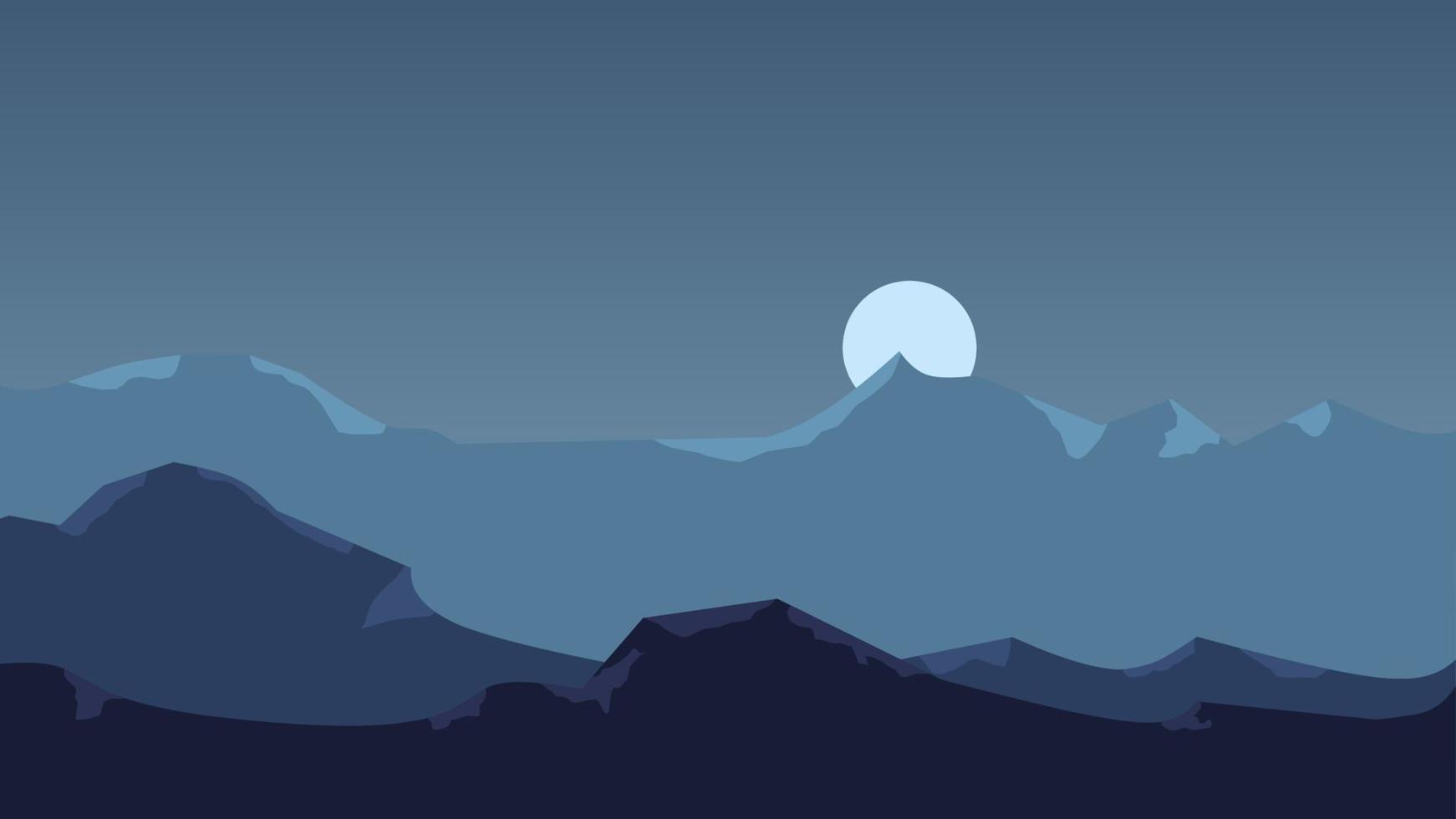 Moonlight mountain landscape vector
