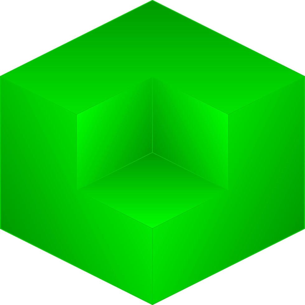 Shiny green cube illusion vector
