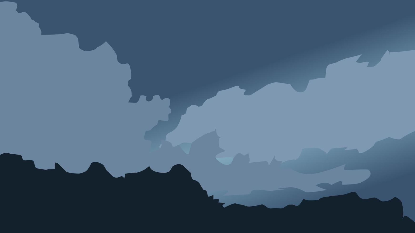 Hill with night sky cloudy landscape vector