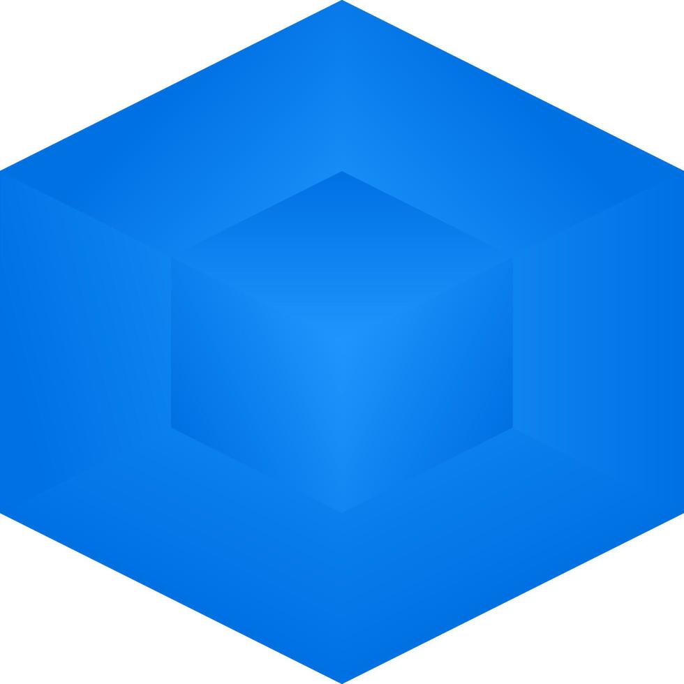 Illusion cube with shiny blue color vector