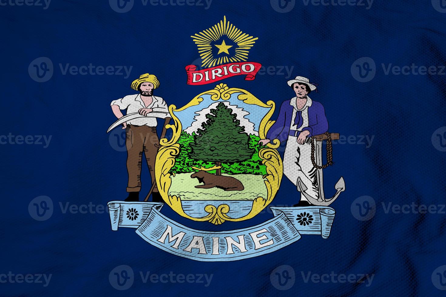 Flag of Maine in 3D rendering photo