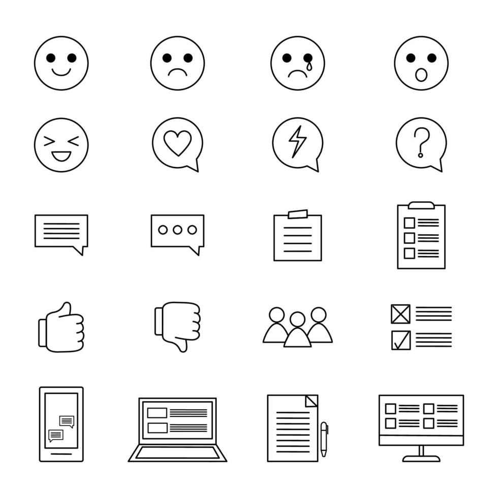 Set of icon and symbol for website, media, printing and more. Comment customer, feedback, report, business, relation etc. Vector illustration isolated on white background