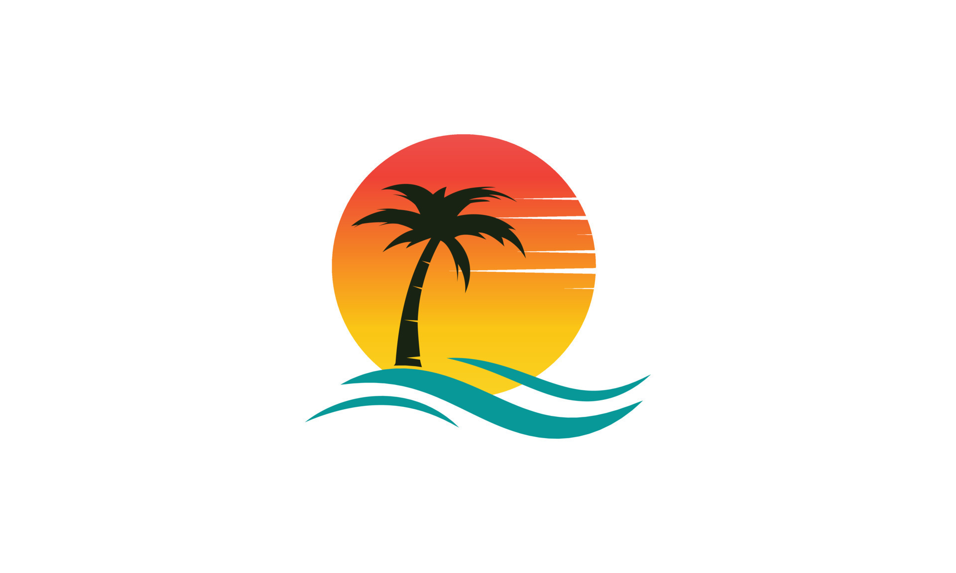 sun beach logo design, sunset with island logo design vector
