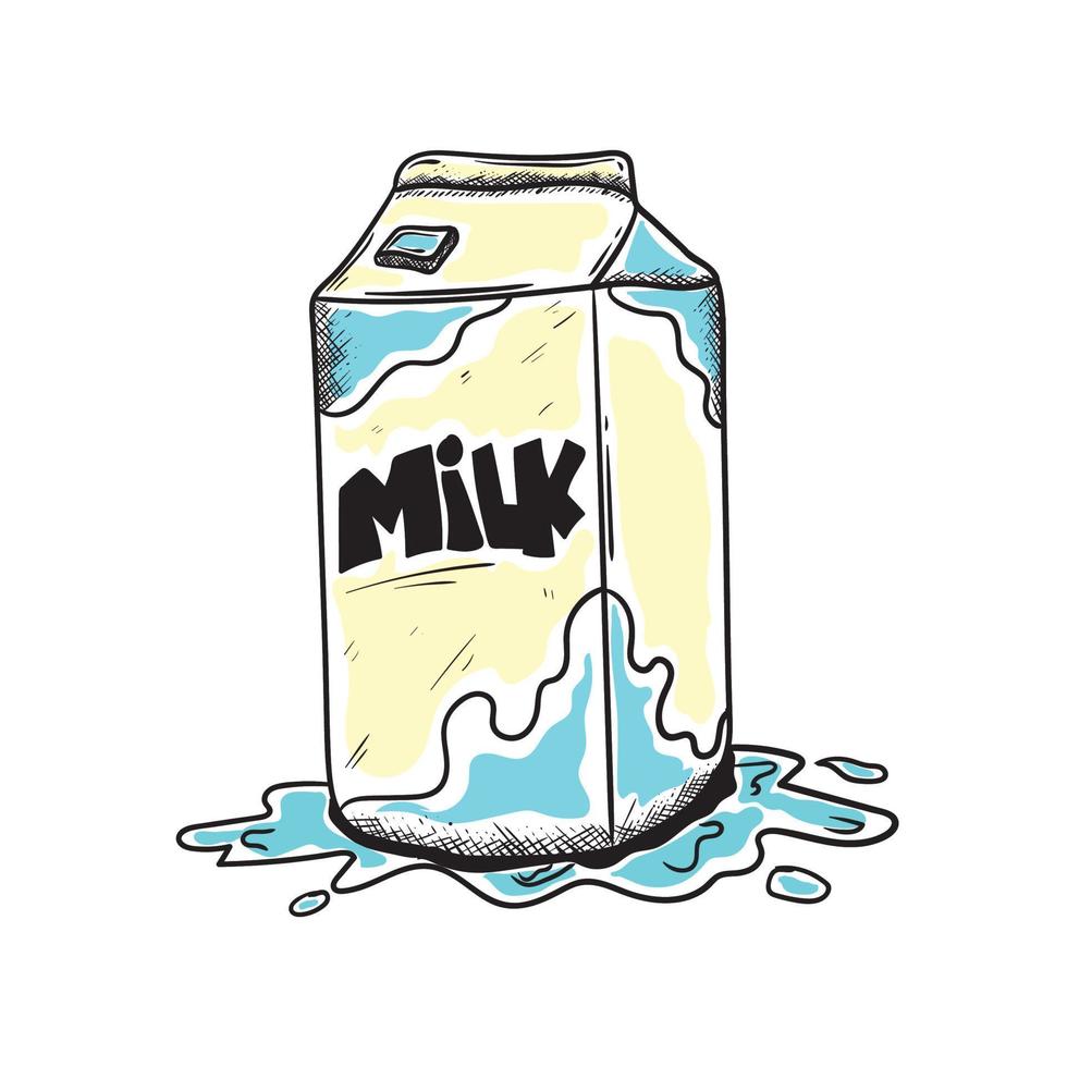 milk box vector isolated. illustration of milk box with blue color splash.