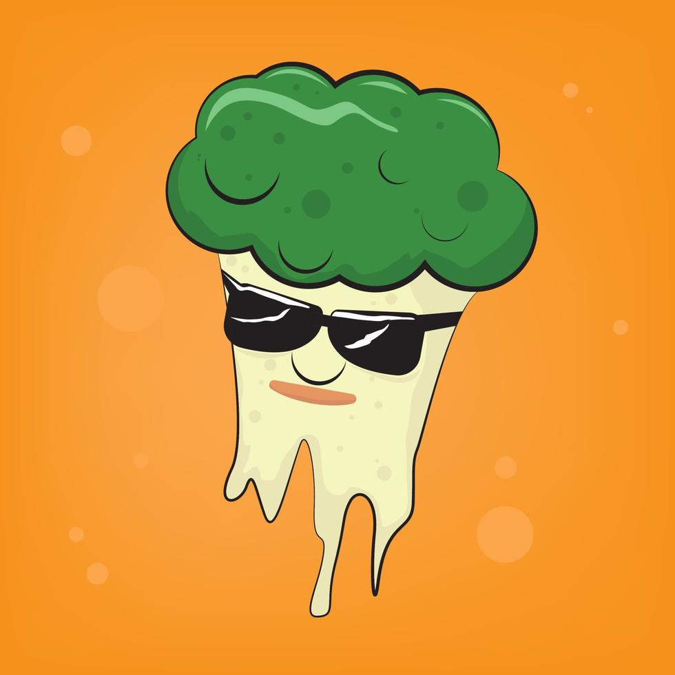 carácter alimentario. ilustración de dibujos animados de brócoli. vector vegetal