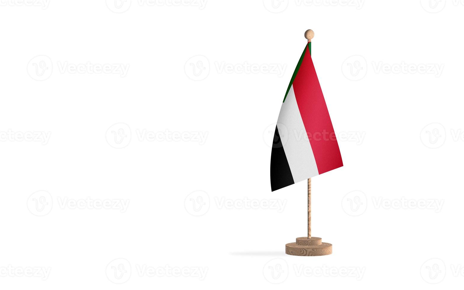 Sudan flagpole with white space background image photo