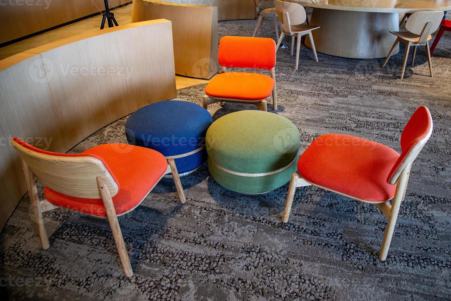 Area of Co-Working Space on social distancing with a luxury comfortable design for work as free and relax at True digital park , Thailand. Concept of creative cooperates workspace. photo