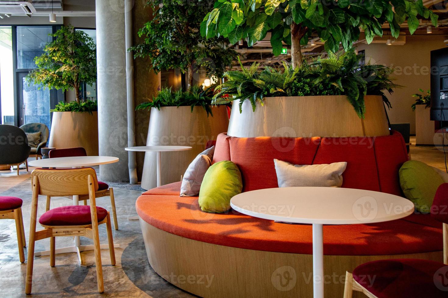 Area of Co-Working Space on social distancing with a luxury comfortable design for work as free and relax at True digital park , Thailand. Concept of creative cooperates workspace. photo