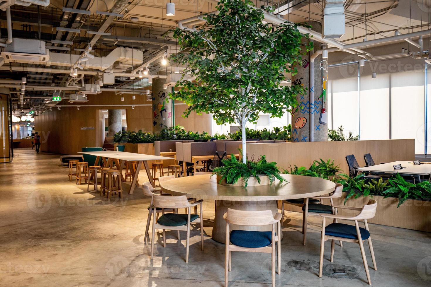 Area of Co-Working Space on social distancing with a luxury comfortable design for work as free and relax at True digital park , Thailand. Concept of creative cooperates workspace. photo