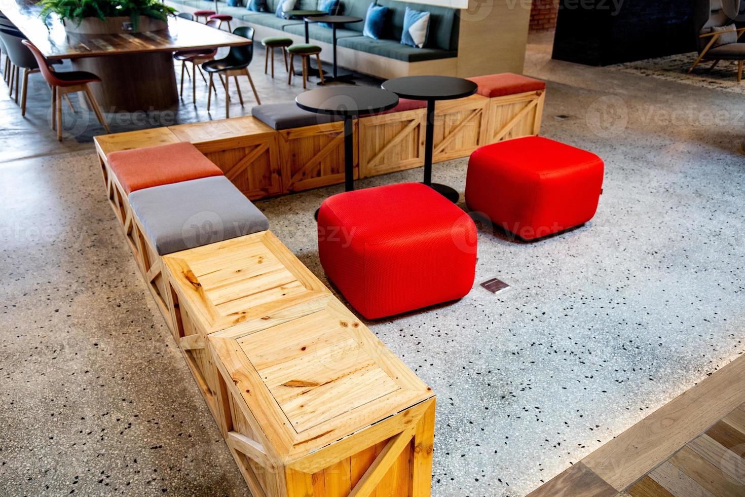 Area of Co-Working Space on social distancing with a luxury comfortable design for work as free and relax at True digital park , Thailand. Concept of creative cooperates workspace. photo