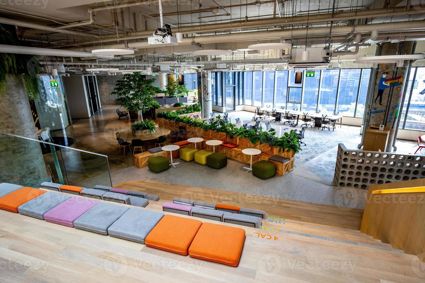 Area of Co-Working Space on social distancing with a luxury comfortable design for work as free and relax at True digital park , Thailand. Concept of creative cooperates workspace. photo