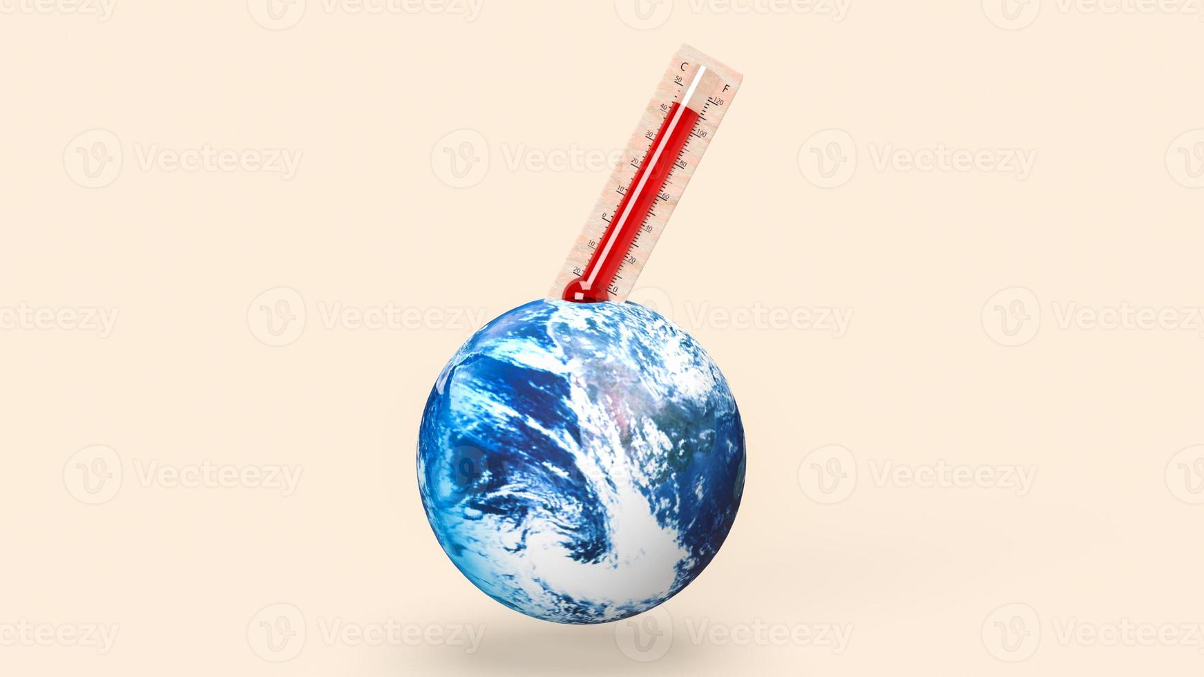 The thermometer and earth for eco or Climate change concept 3d rendering photo