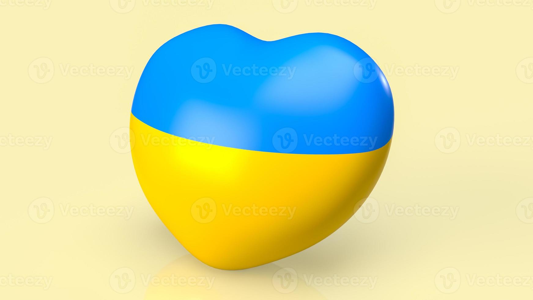 The heart Ukraine flag for peace or war concept 3d rendering photo