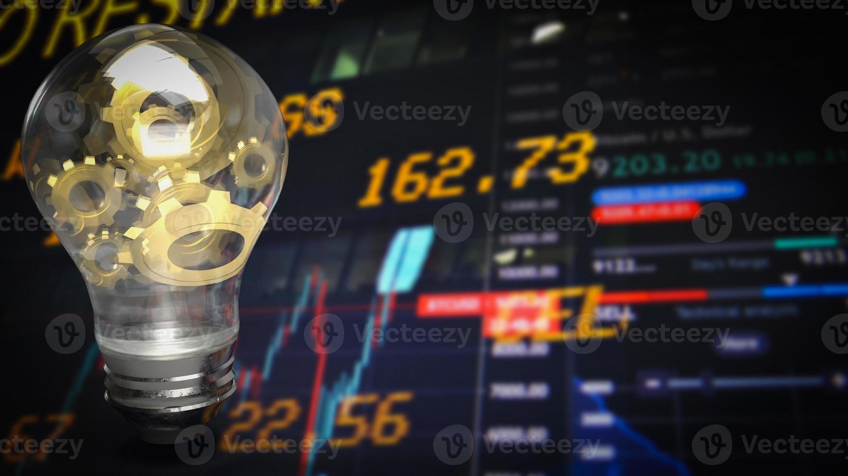 The gold gear in lightbulb for business or creative concept 3d rendering photo