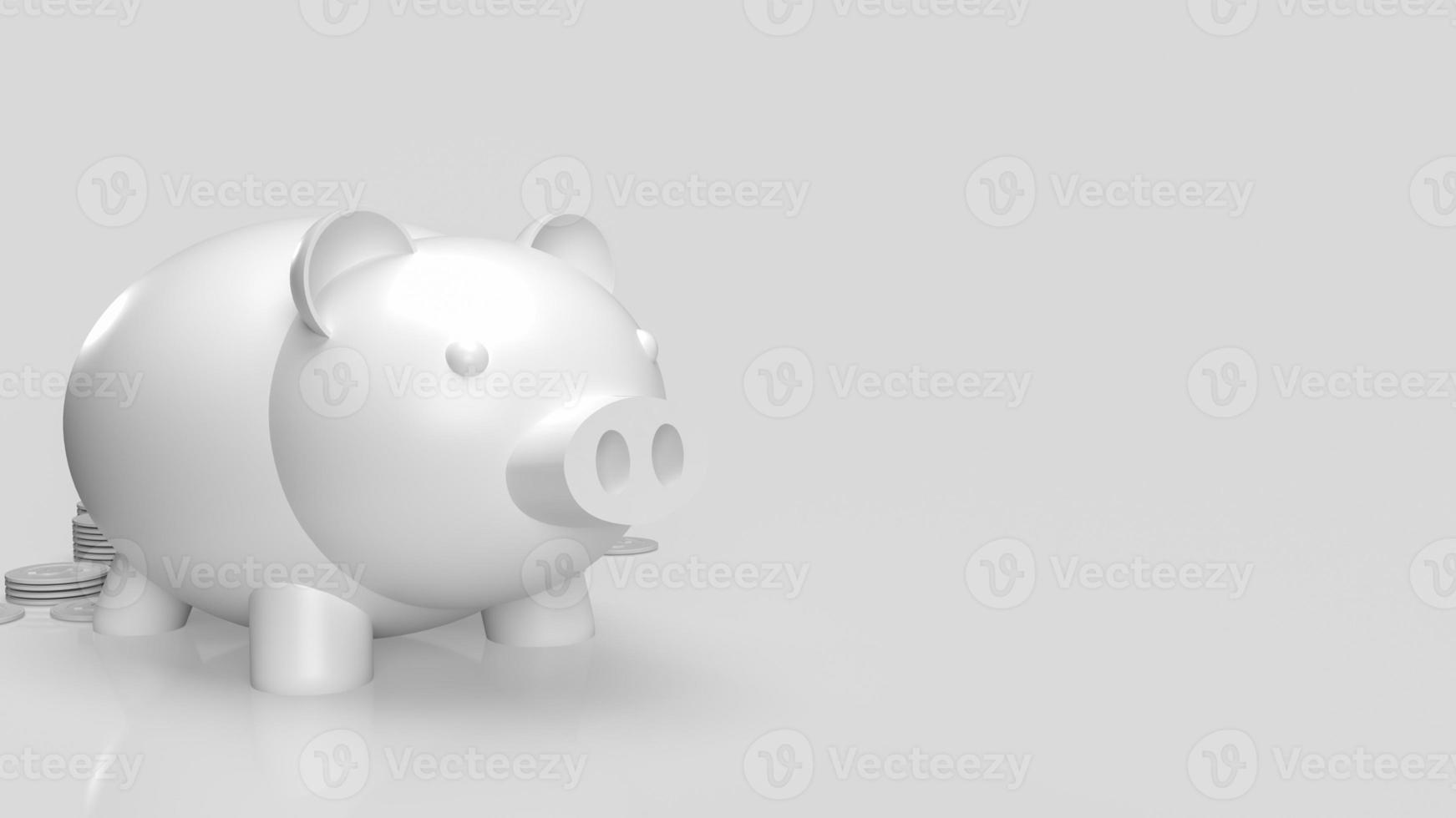 The white piggy bank and coins on clear background  3d rendering photo