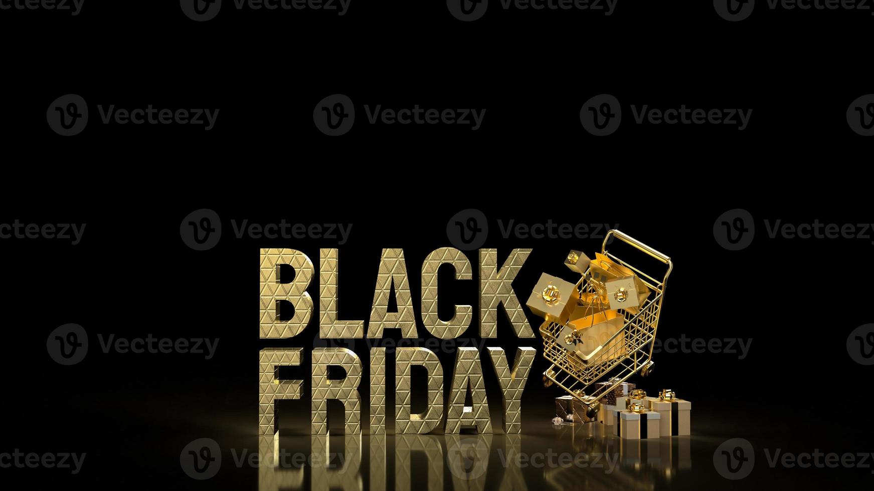 The gold shopping cart for Black Friday concept 3d rendering photo