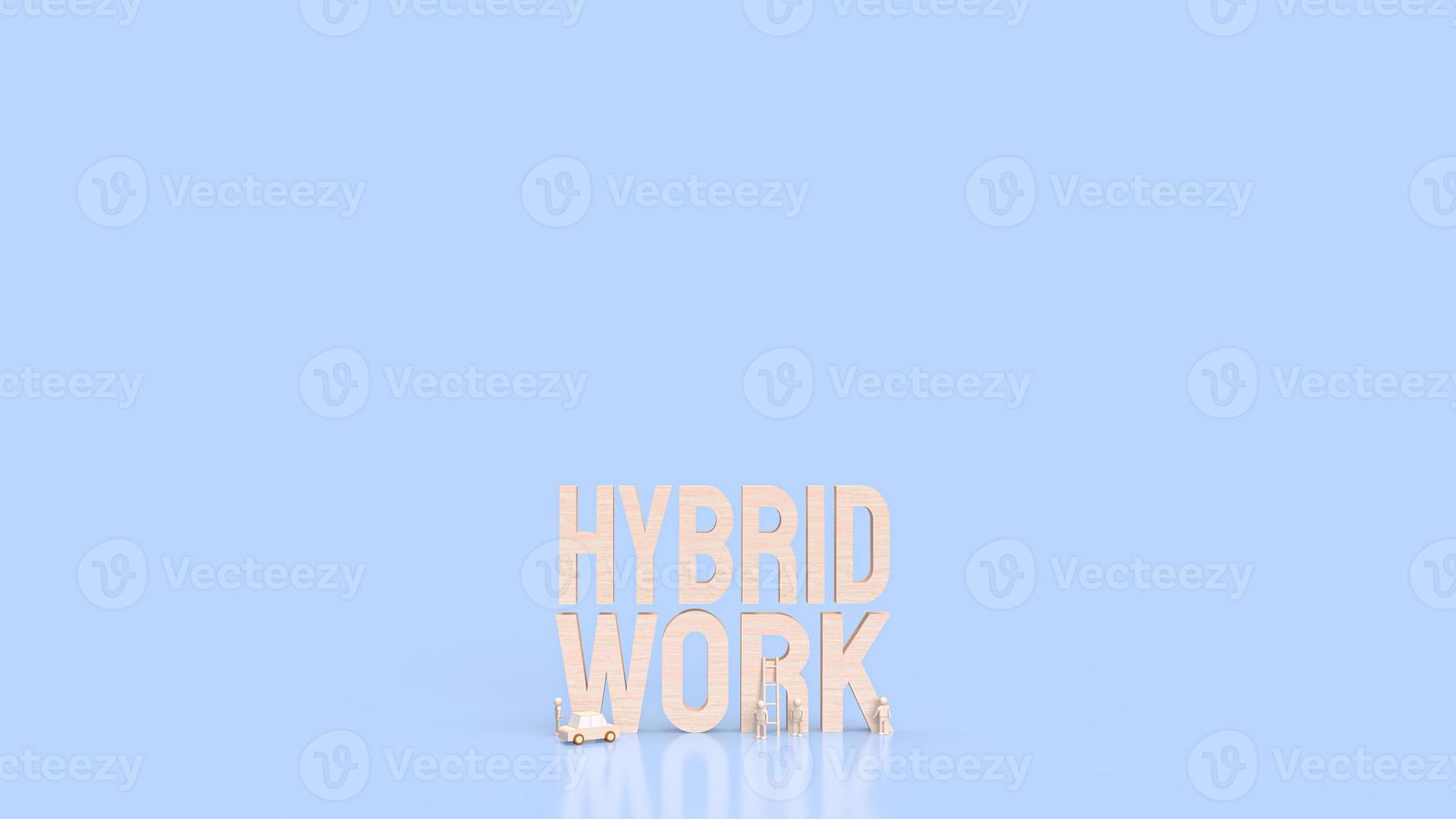 The wood text hybrid working for business concept 3d rendering photo