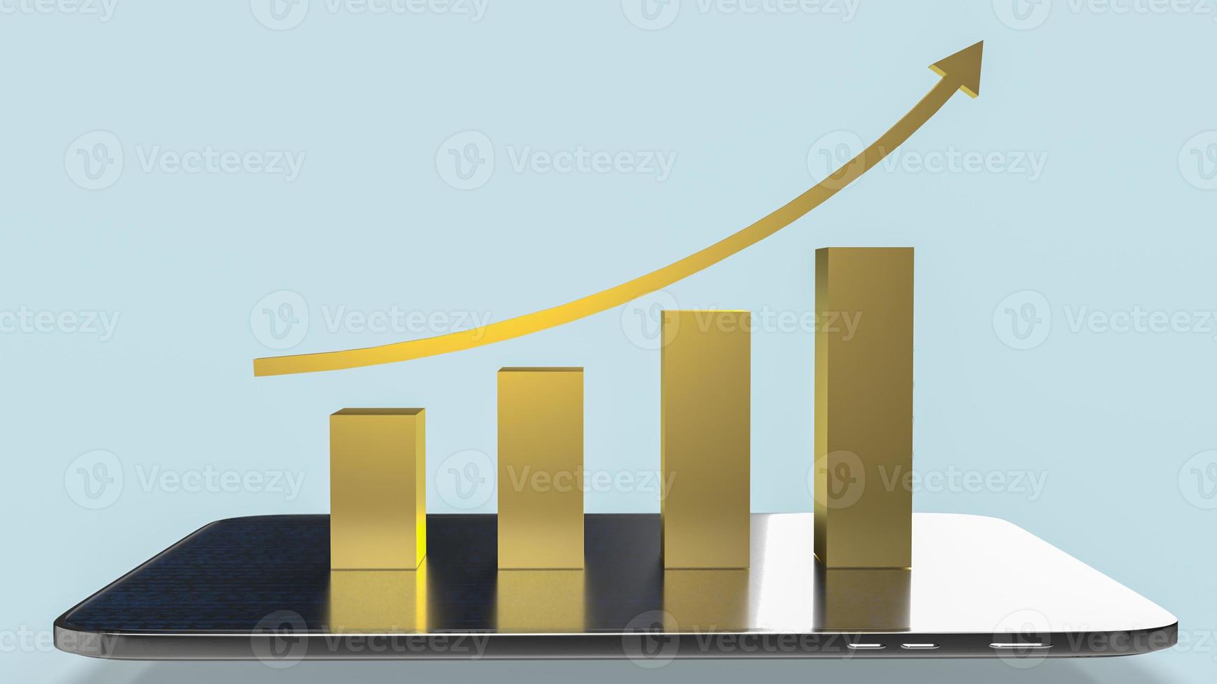 The gold chart on tablet for business concept 3d rendering photo