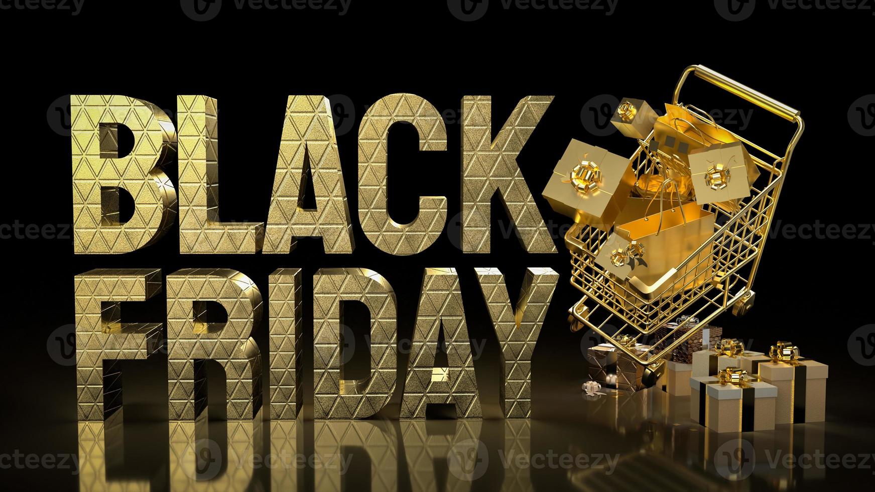 The gold shopping cart for Black Friday concept 3d rendering photo