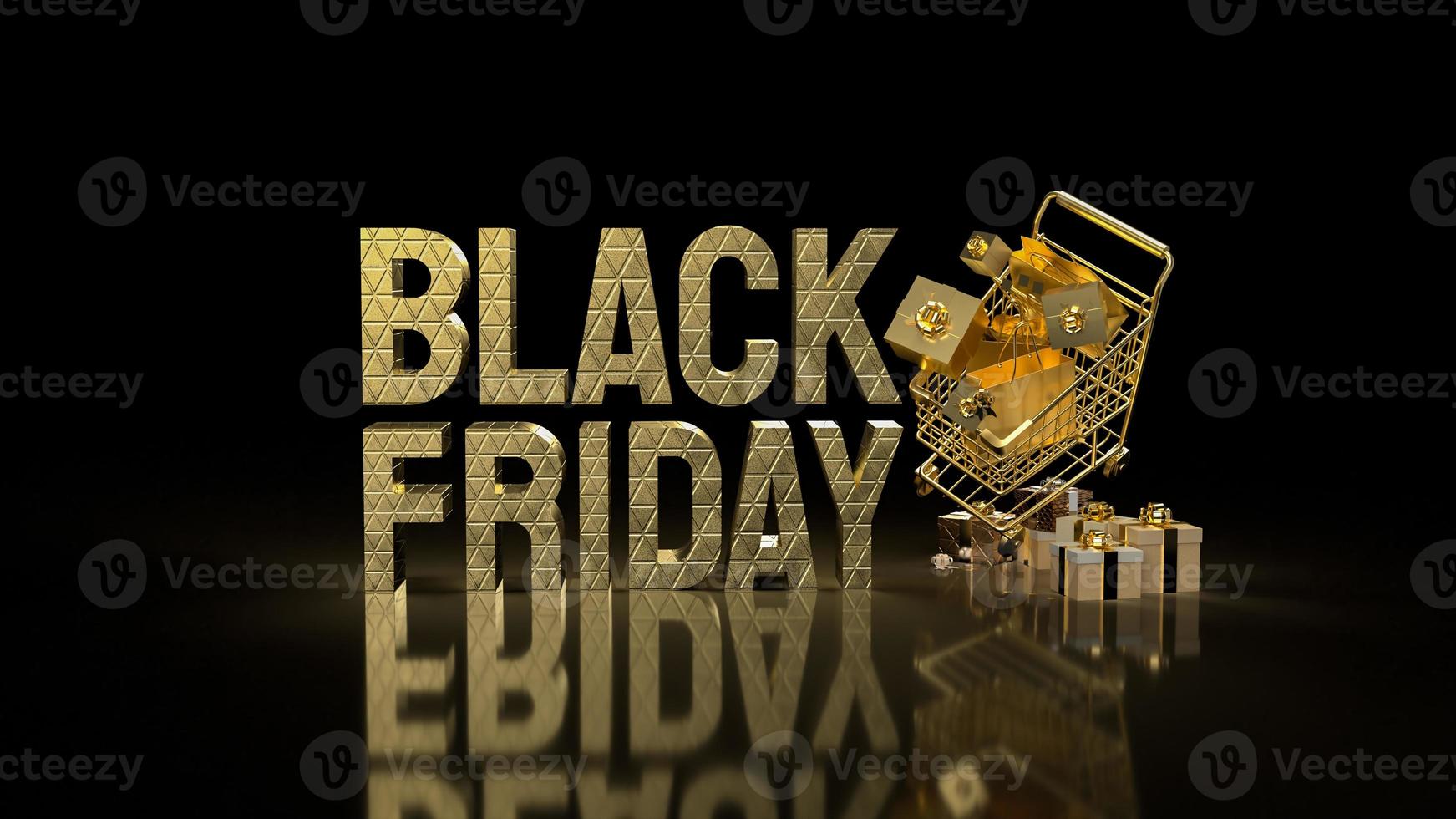 The gold shopping cart for Black Friday concept 3d rendering photo