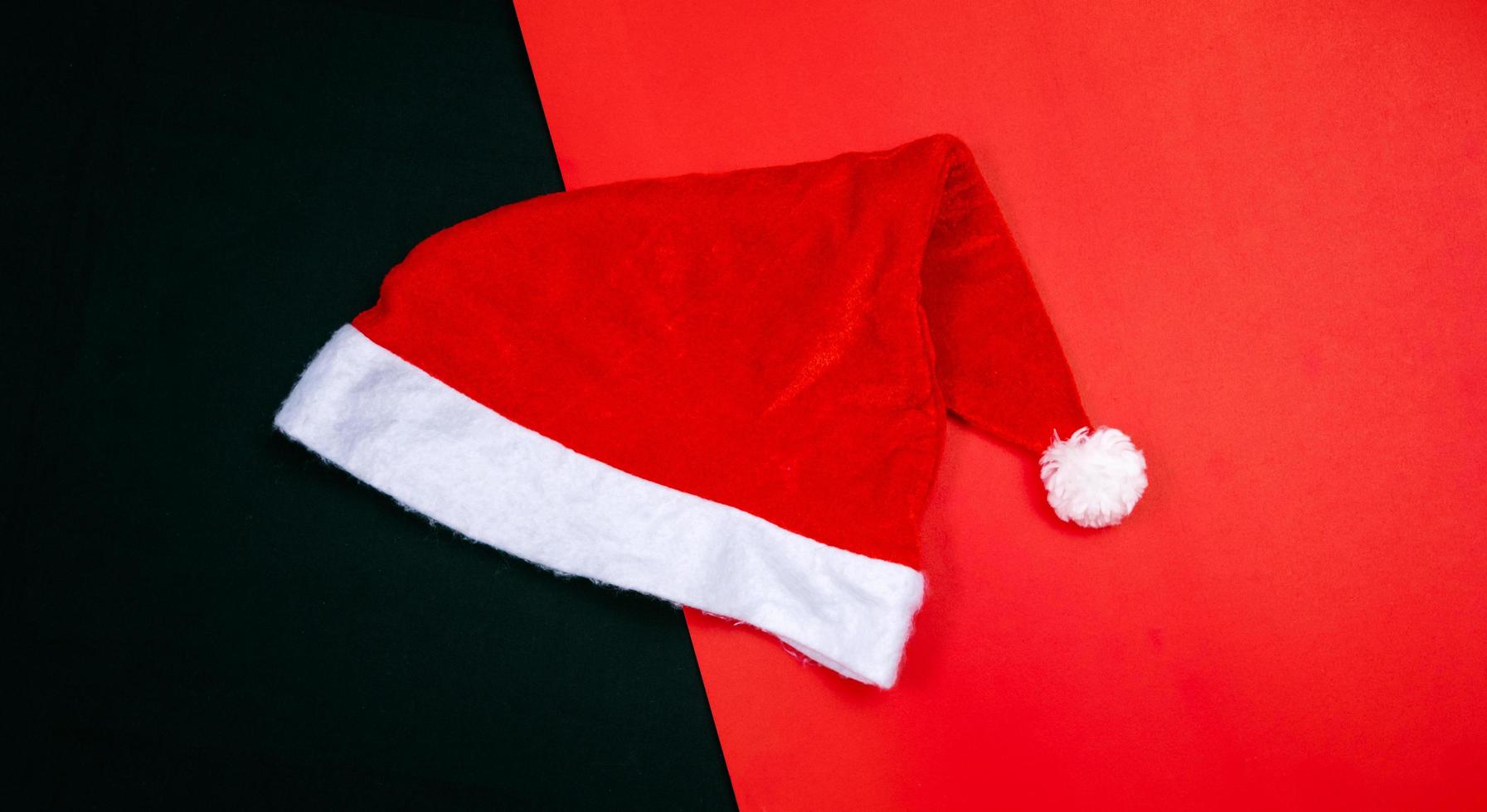 Christmas background concept. Top view of Christmas gift box with spruce branches photo