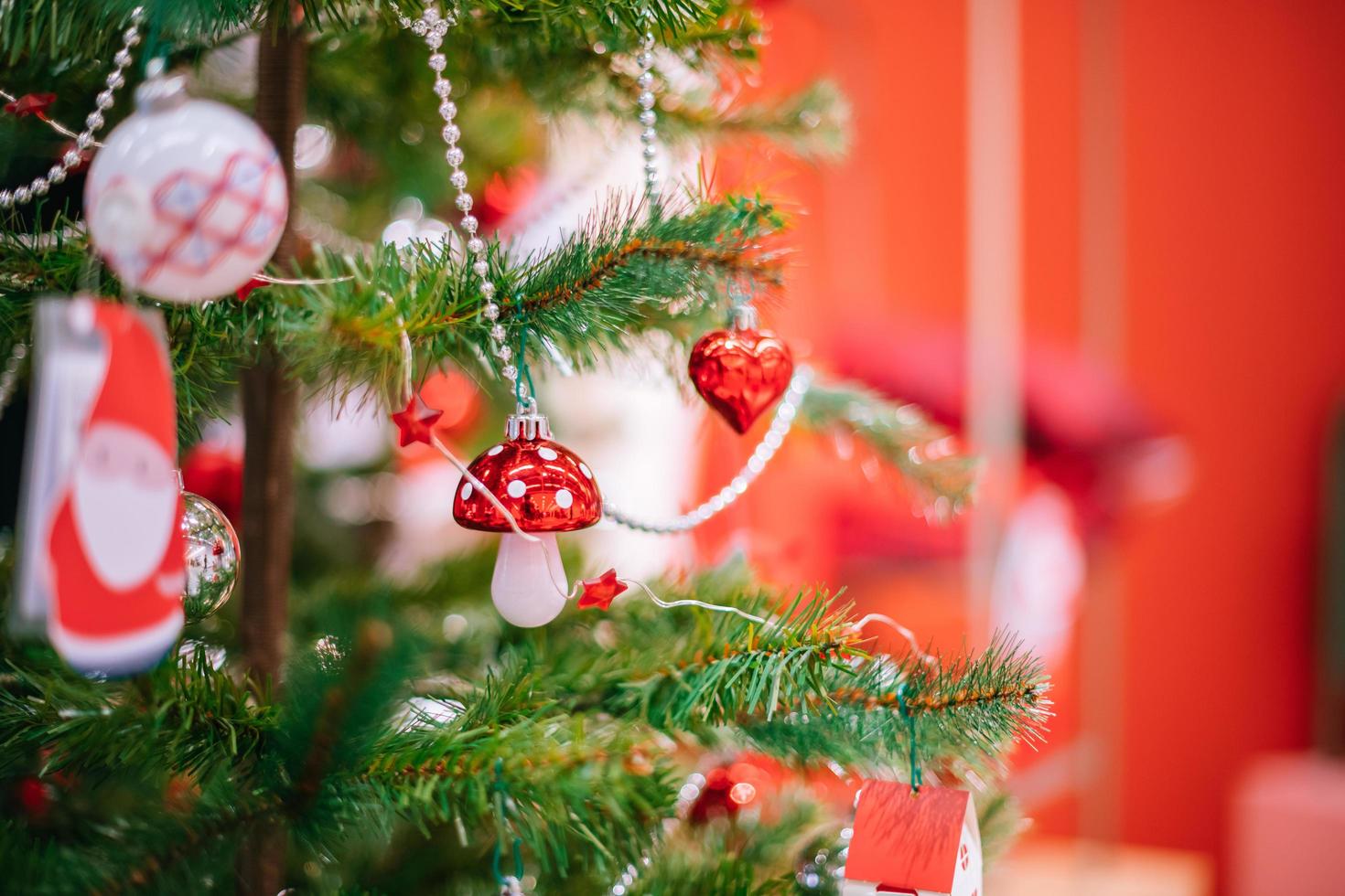 Christmas holidays banner, tree, bokeh background photo