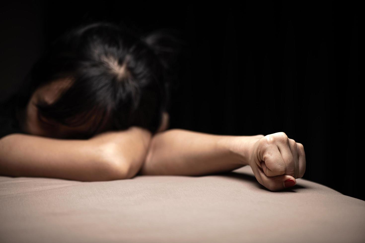 Stop violence against women. Women's Day theme. photo