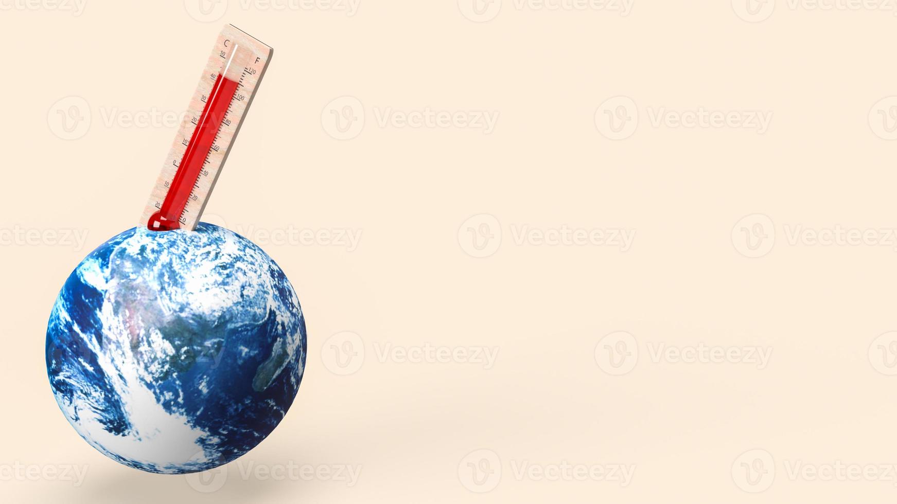 The thermometer and earth for eco or Climate change concept 3d rendering photo
