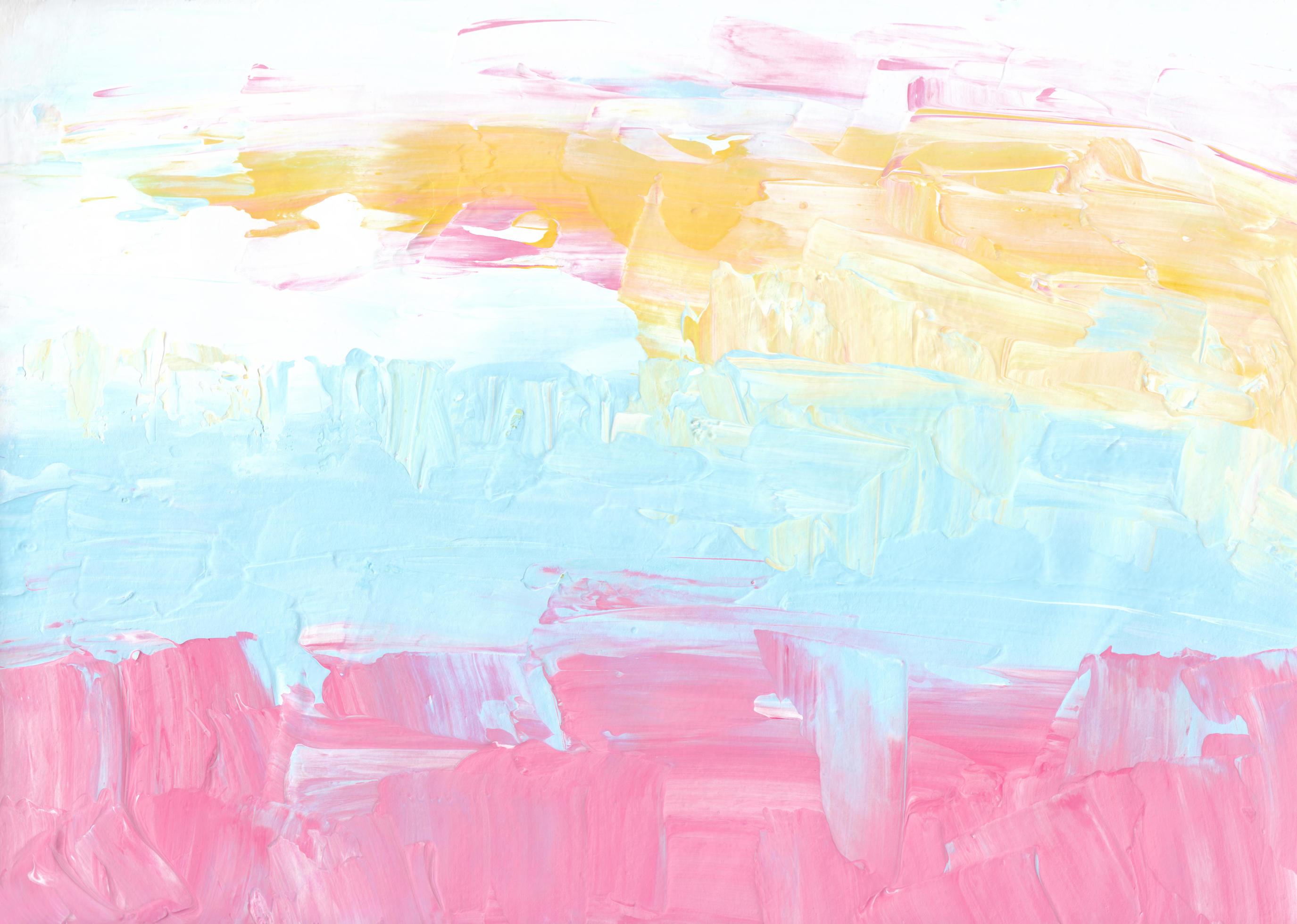 Abstract Fusion Multicolored Flowy Chalk Pastel Drawing On White Paper  Stock Photo - Download Image Now - iStock
