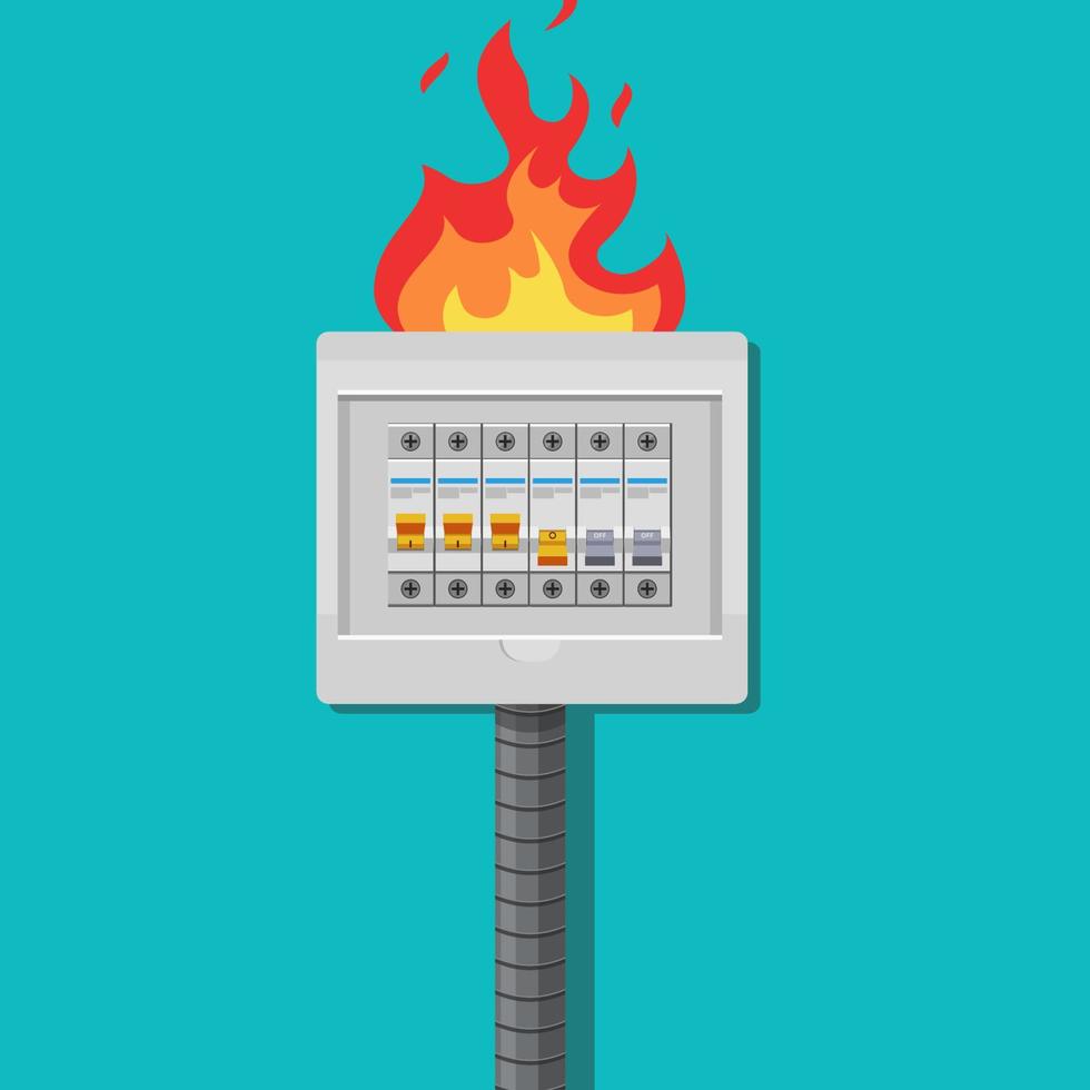 Burning switchboard from overload vector