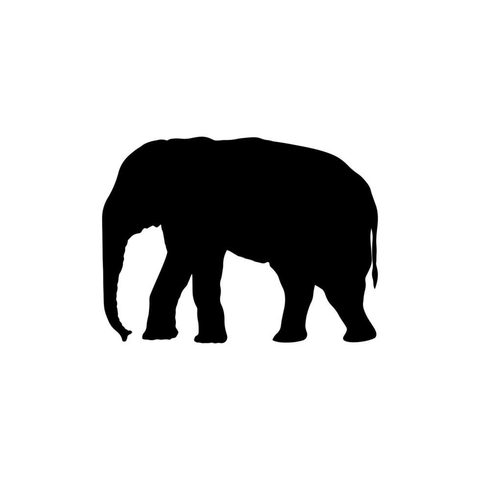 Illustration Silhouette Vector of Elephant Isolated White Background