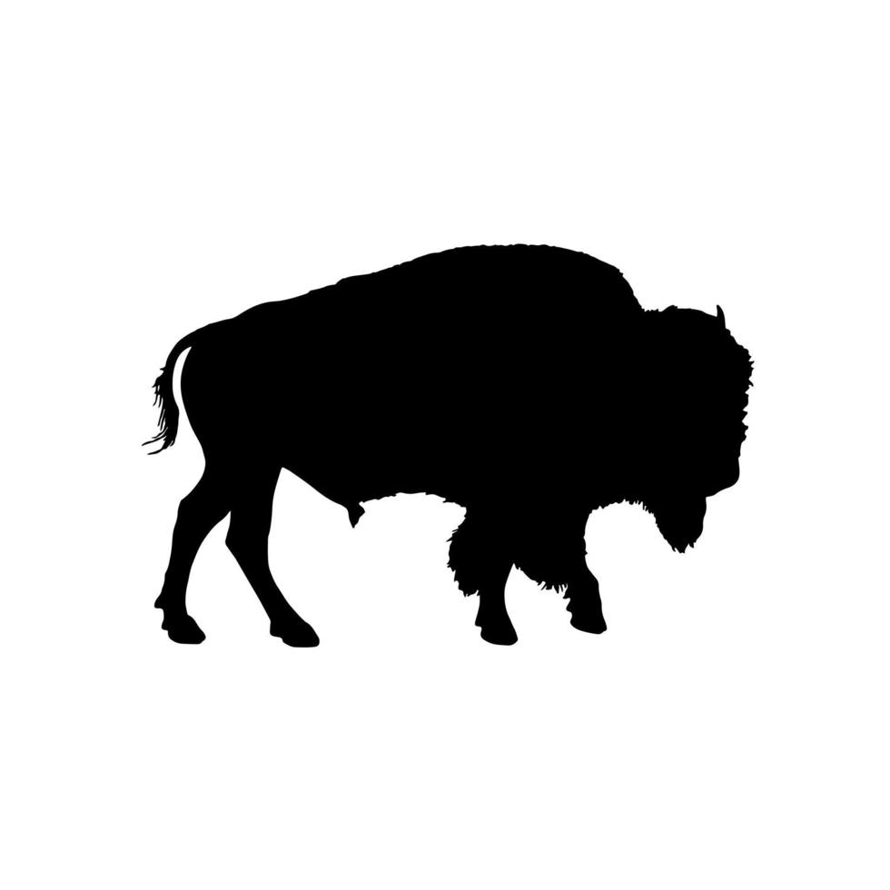 Illustration Silhouette Vector of Bison Isolated White